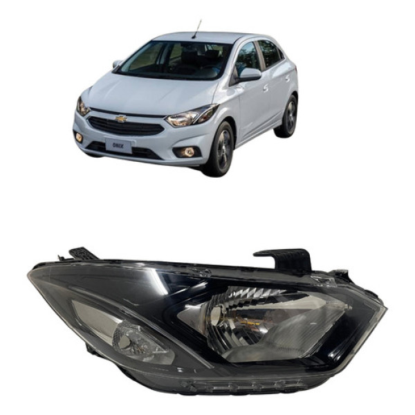 Farol Direito Led Ônix Prisma 2017 A 2020 Manual Friso Preto