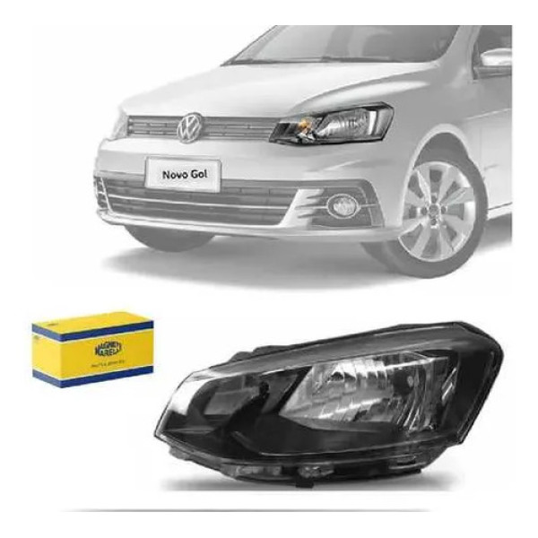 Farol Esquerdo Gol G7 2016 2017 2018foco Simples Friso Preto Esquerdo/motorista