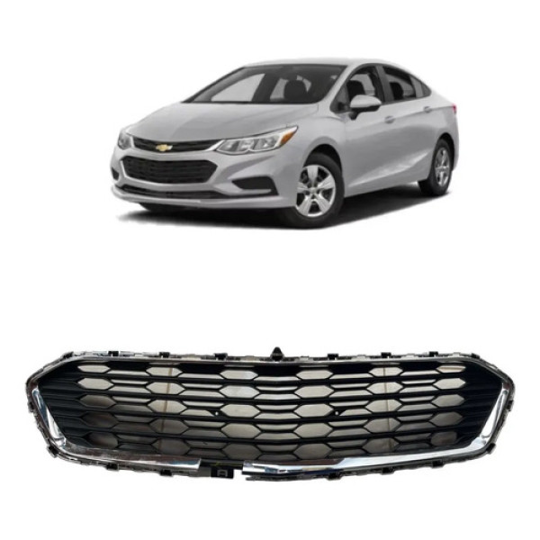 Grade Central Parachoque Dianteiro Gm Cruze Sedan 2017 2020 Preto