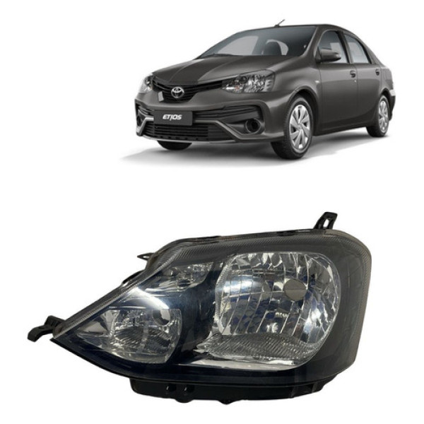 Farol Máscara Negra Etios 2013 A 2018 Lado Esquerdo 