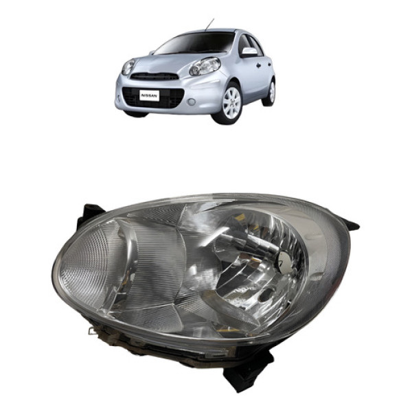 Farol  Esquerdo Nissan March 2012 A 2015 Cromado