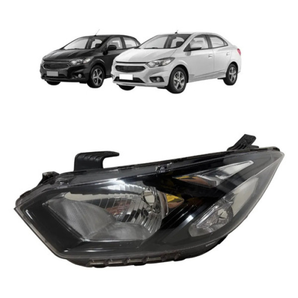 Farol Esquerdo Ônix Prisma 2017 A 2020 Sem Led Friso Preto. Esquerdo/motorista