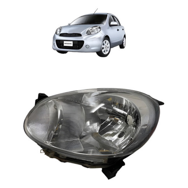 Farol  Esquerdo Nissan March 2012 A 2015 Cromado